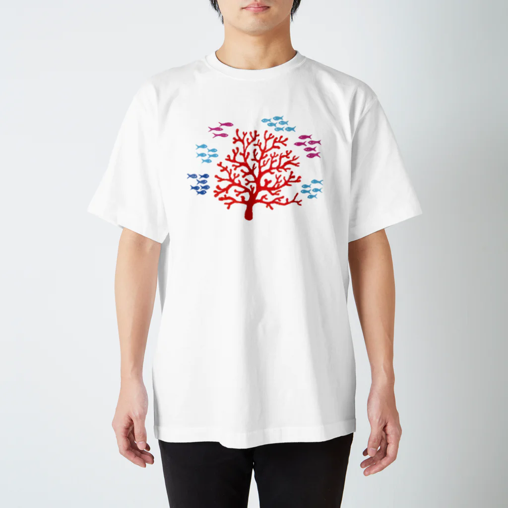 トモカワ ヒロサキ デザインショップのサンゴと小さな魚たちTシャツ スタンダードTシャツ
