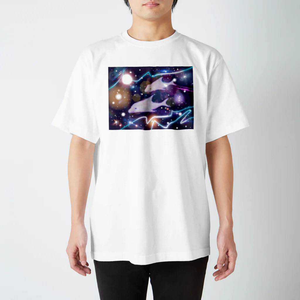 日本の妖怪&スピリチュアルの宇宙✖️イルカ(白イルカ) スタンダードTシャツ