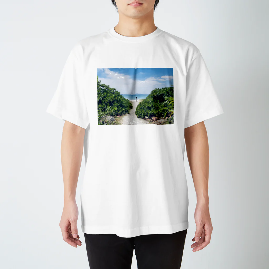 Chinen_okinawaの沖縄の空と海と砂浜と子 スタンダードTシャツ