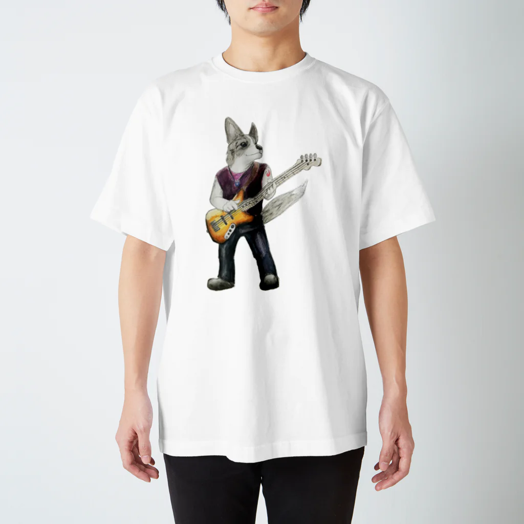 ムシコ・アニマルズ Musico Animalsのベースコーギー（ブルーマール） Regular Fit T-Shirt
