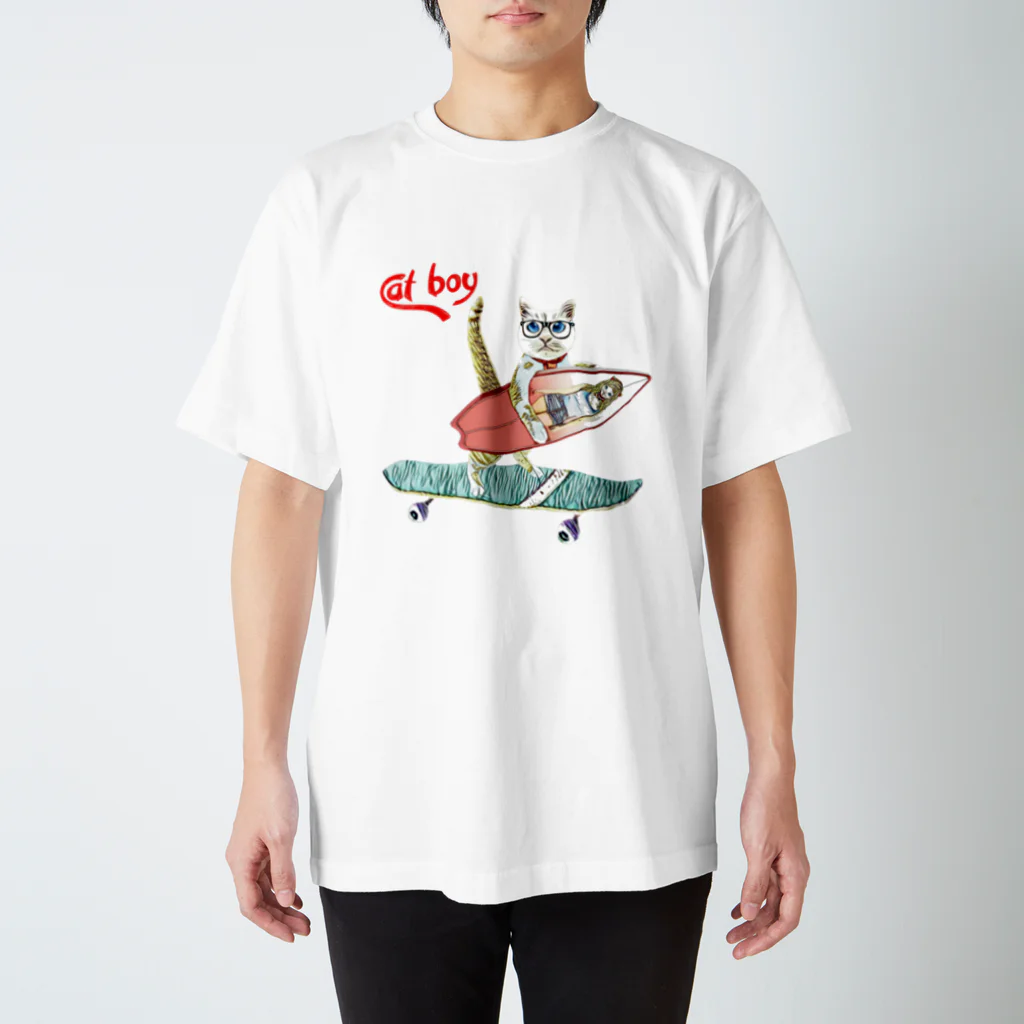 Rock catの CAT BOY メガネ スタンダードTシャツ