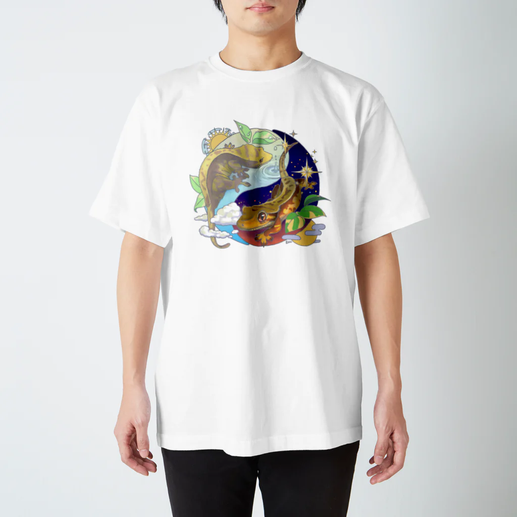 檸檬飴のクレステッドゲッコーの陰陽魚 スタンダードTシャツ