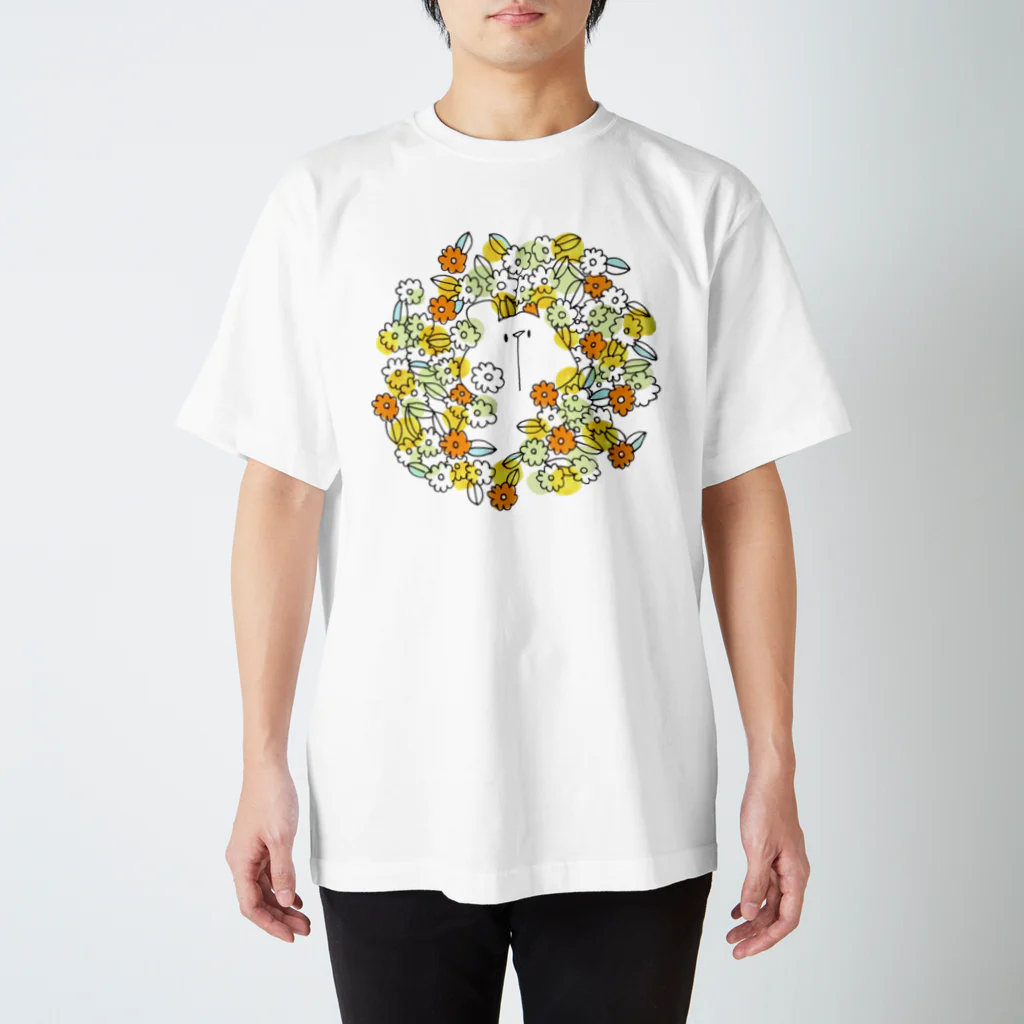 shirokumasaanのお花畑からこんにちは スタンダードTシャツ