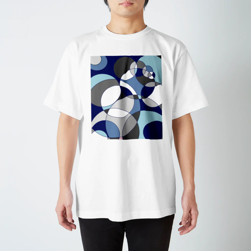 rioka24ki10の丸模様　青 Regular Fit T-Shirt