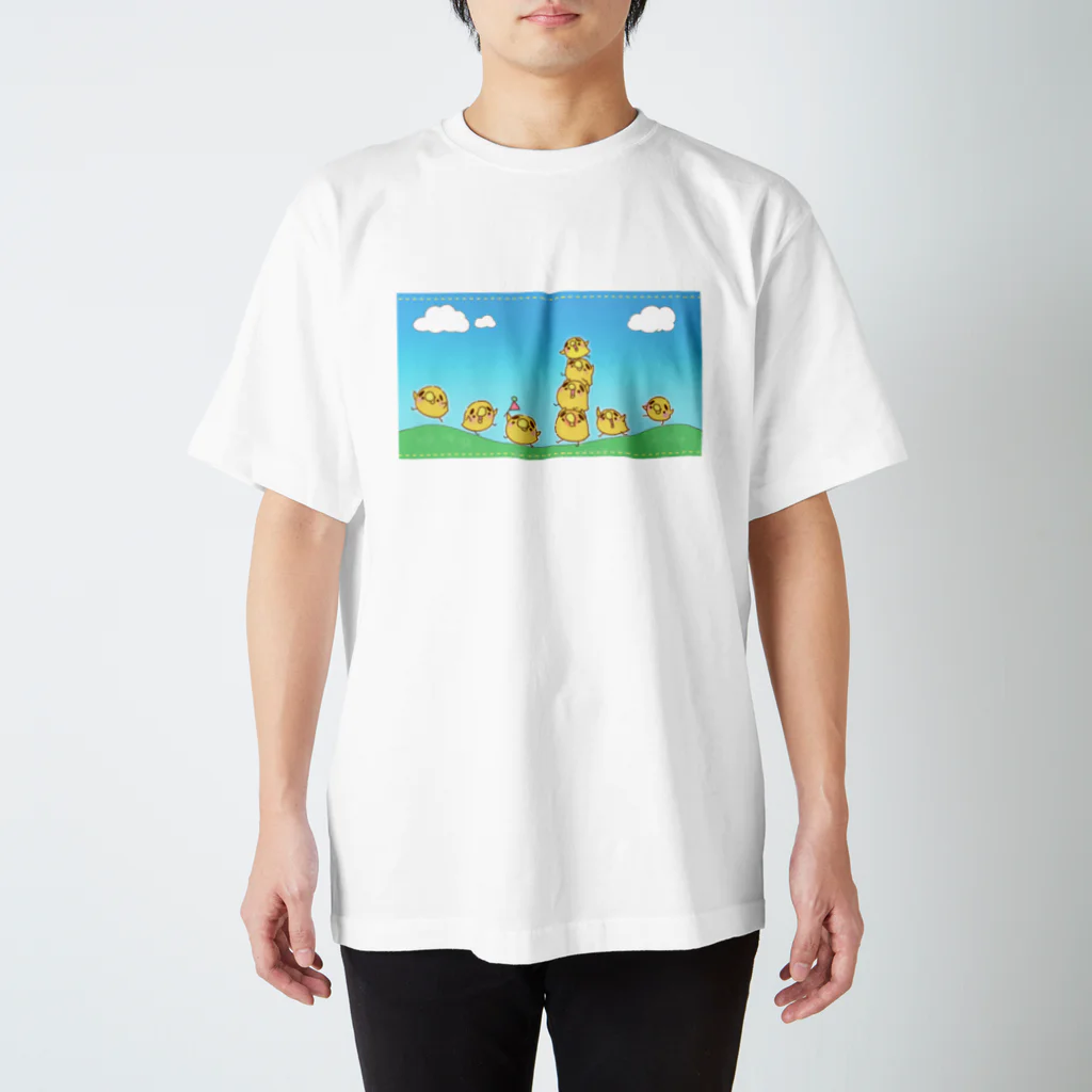 azunoazu art SHOPのまゆげとりのさんぽ Regular Fit T-Shirt