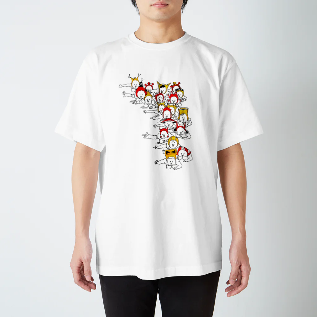 Ｘ-ジュゴンの集合絵(赤・黄色の１)透過 Regular Fit T-Shirt