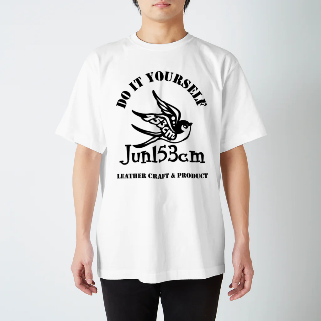 Jun153cmのJun153cm ツバメ 黒プリント スタンダードTシャツ