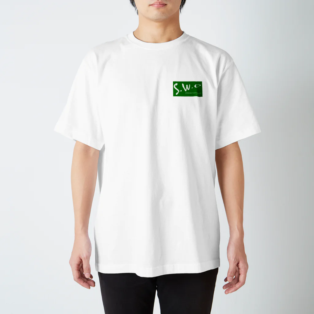 swoグッズのお店🛍️の緑フル&白ロゴ スタンダードTシャツ