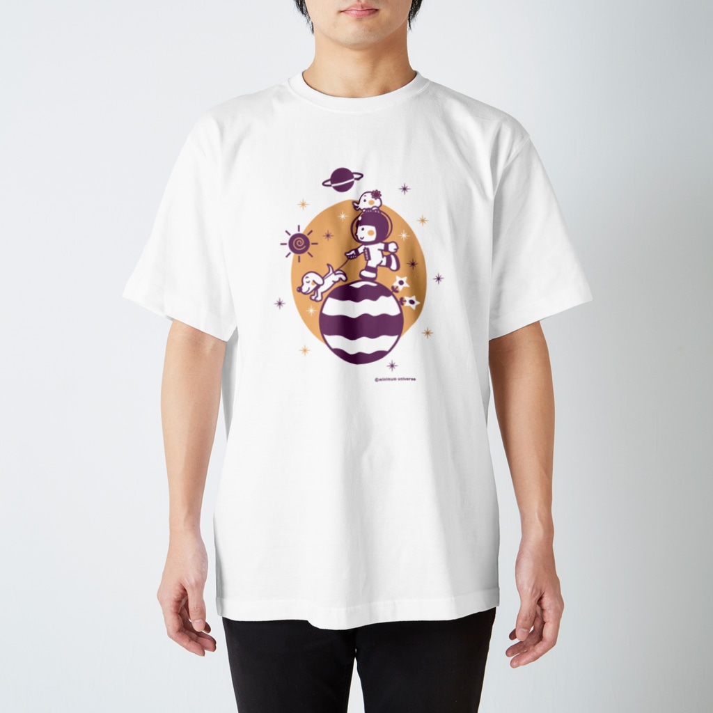 ミニマムユニヴァース@SUZURIのAstronauts - Walk my dog Regular Fit T-Shirt