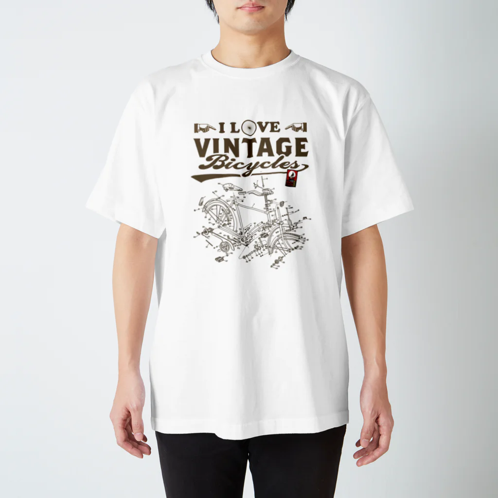 レトロサイクルのI LOVE VINTAGE BICYCLE-RODBRAKE Regular Fit T-Shirt