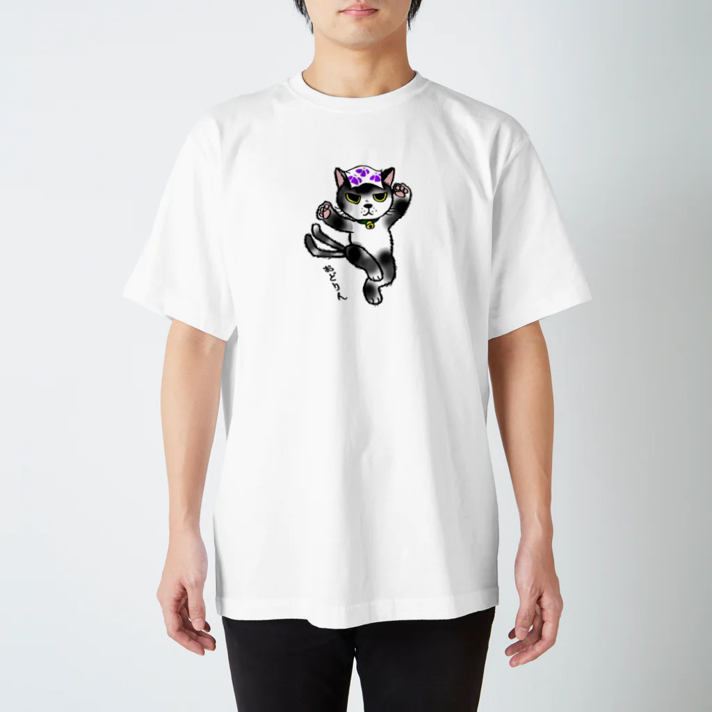 キクヤの踊る三河　ねこまた　白黒 スタンダードTシャツ