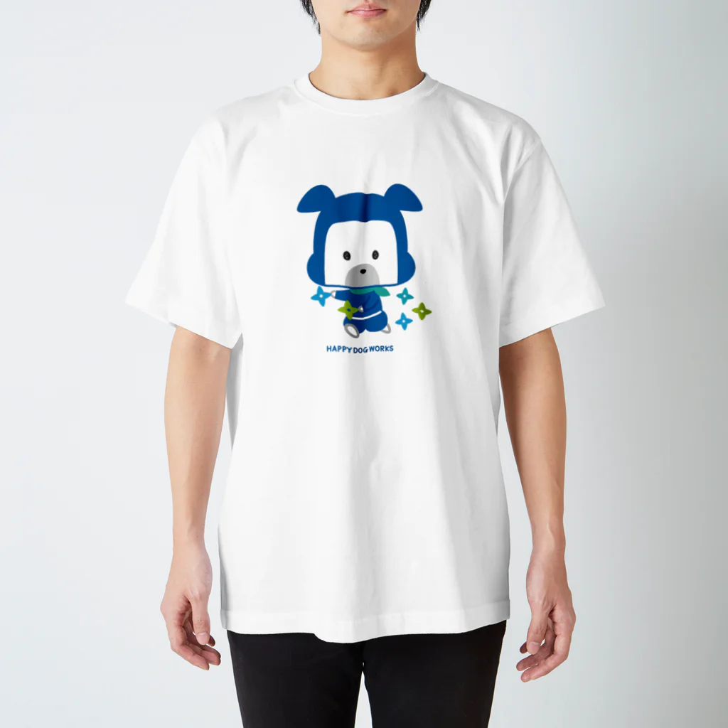 HAPPY DOG WORKS@SUZURIの忍者犬たろうくん_シュリケンA スタンダードTシャツ