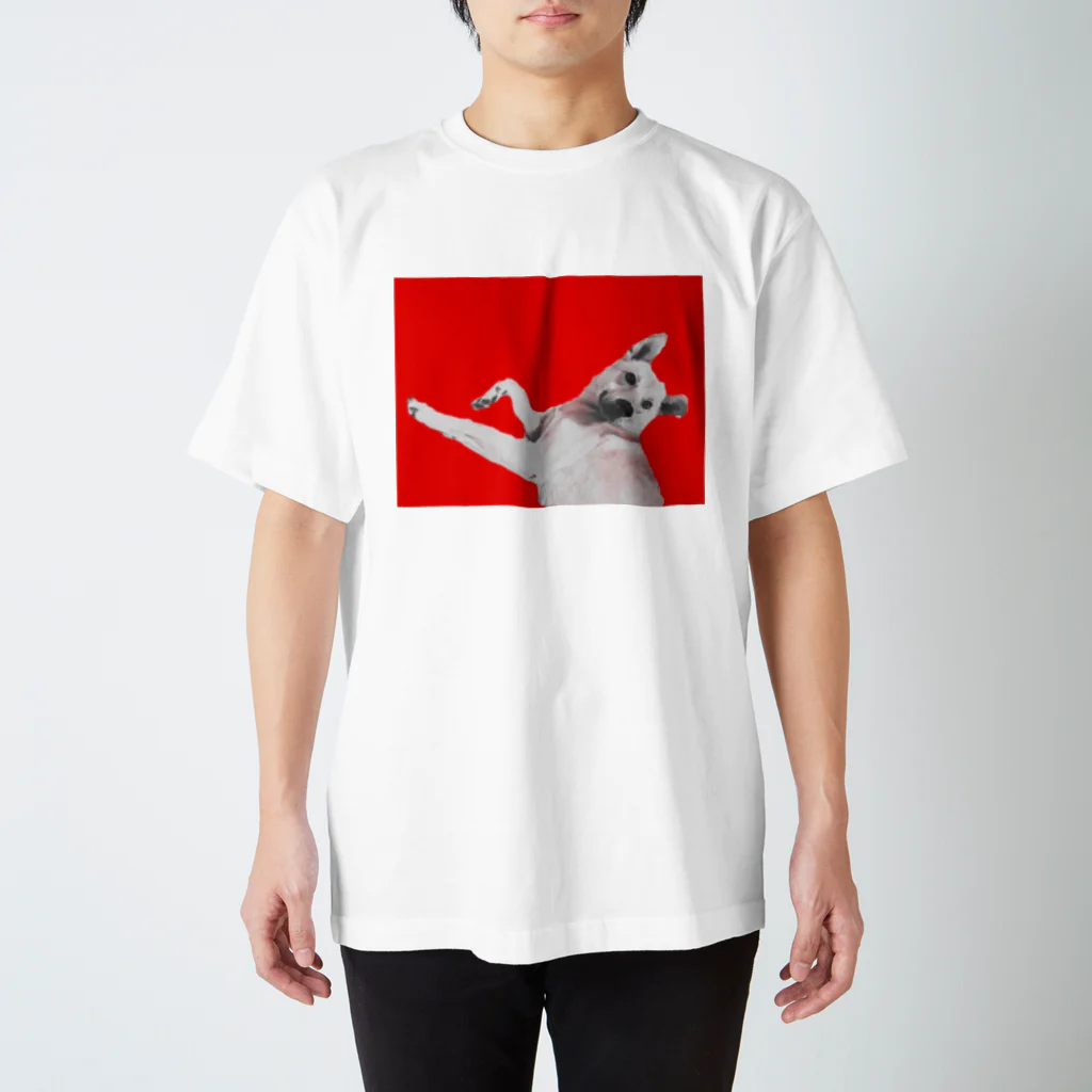 Mix Dog ITEM SHOP MUGIのRED Mix Dog 雑種犬 プリントTシャツ Regular Fit T-Shirt