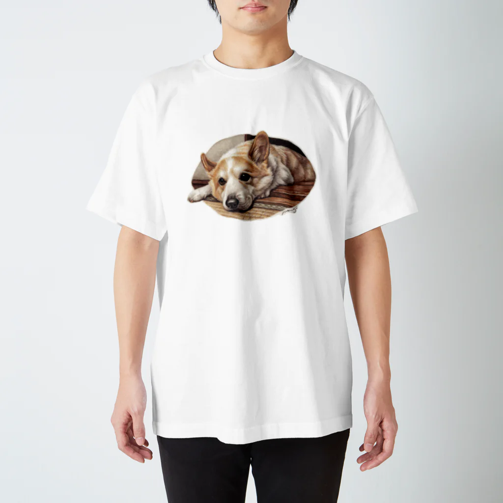 Momojiの犬画のコーギー3 スタンダードTシャツ