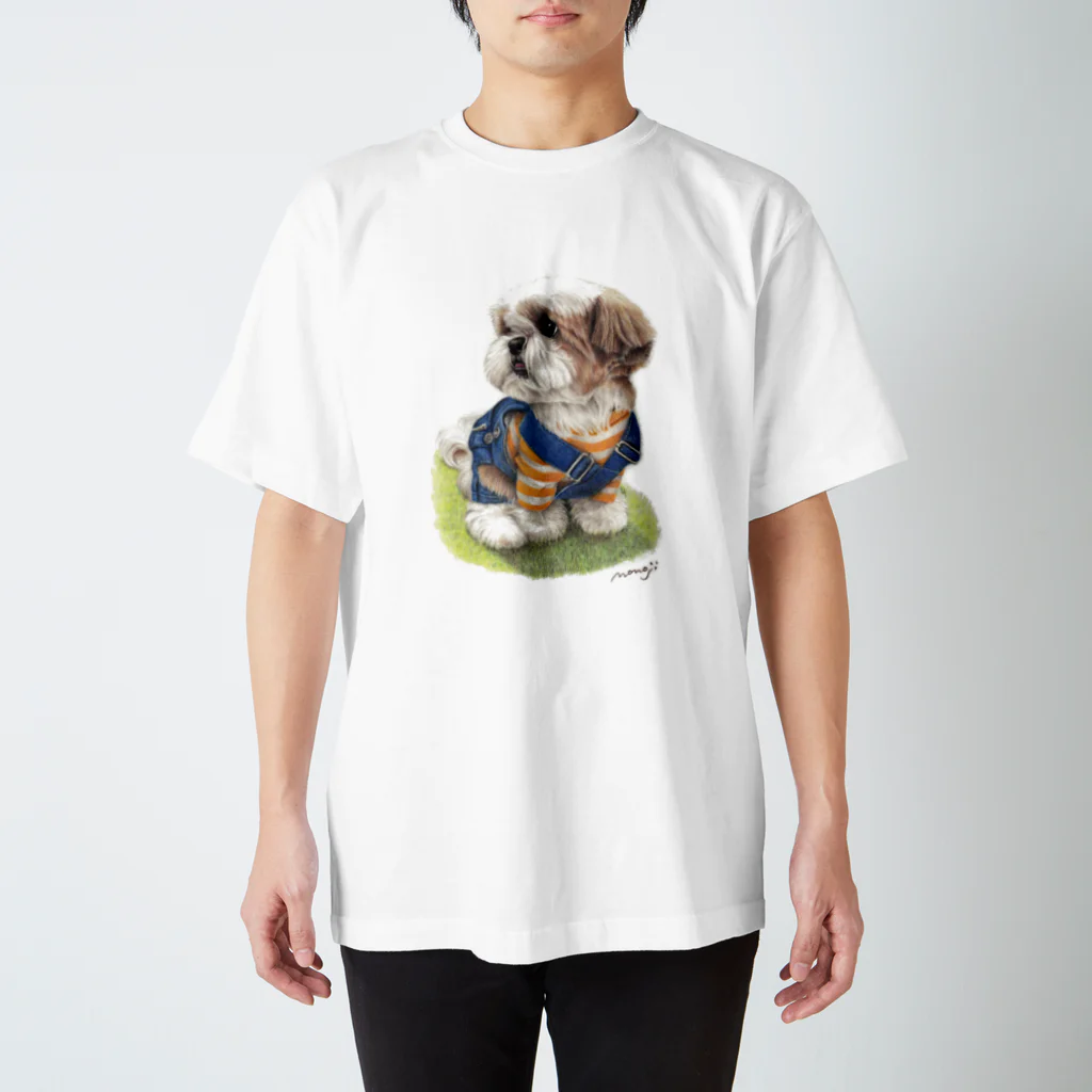 Momojiの犬画のシーズー53 スタンダードTシャツ