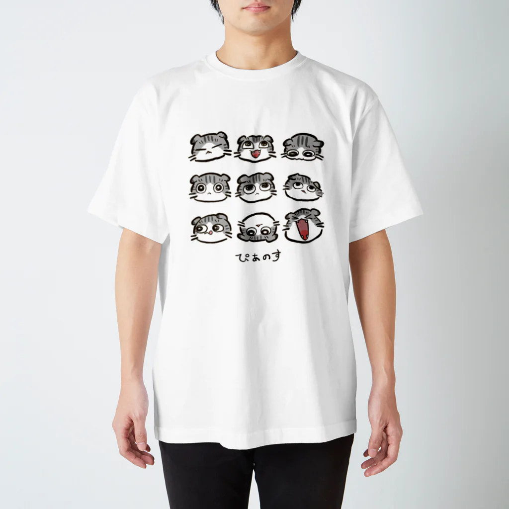 ちゃねこ商店のぴあちんTシャツ黒文字 Regular Fit T-Shirt