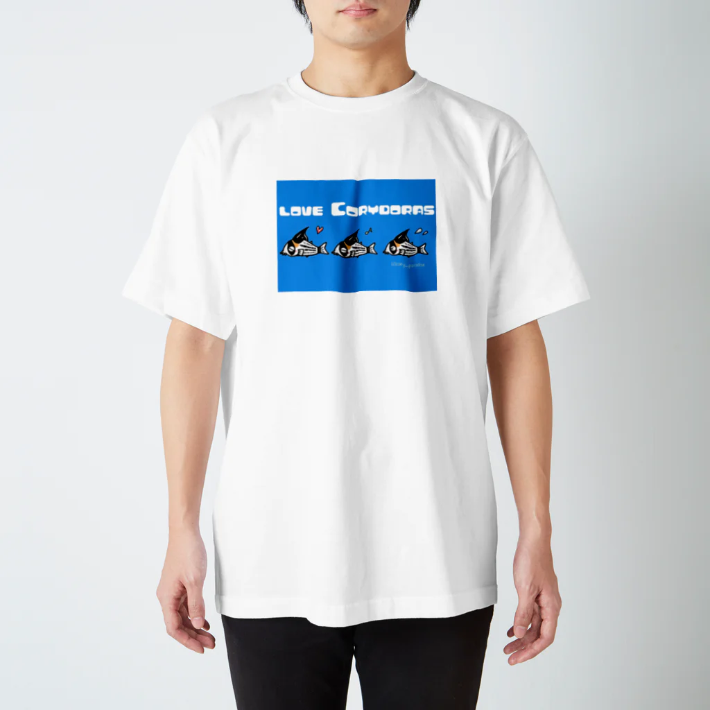 cory-paradiseのラブ・コリドラス青 Regular Fit T-Shirt