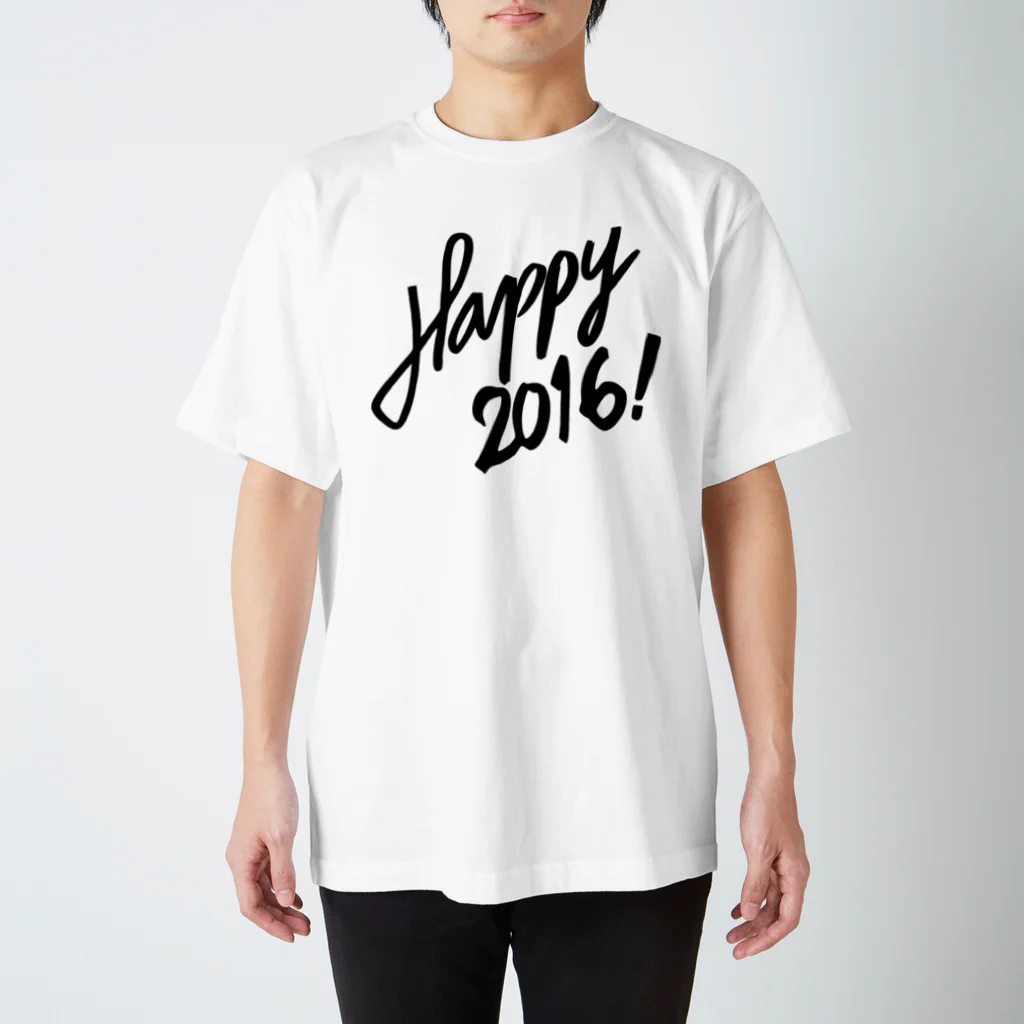 HAPPY 2016のHAPPY 2016正月 グッズ STYLISH BLACK Regular Fit T-Shirt