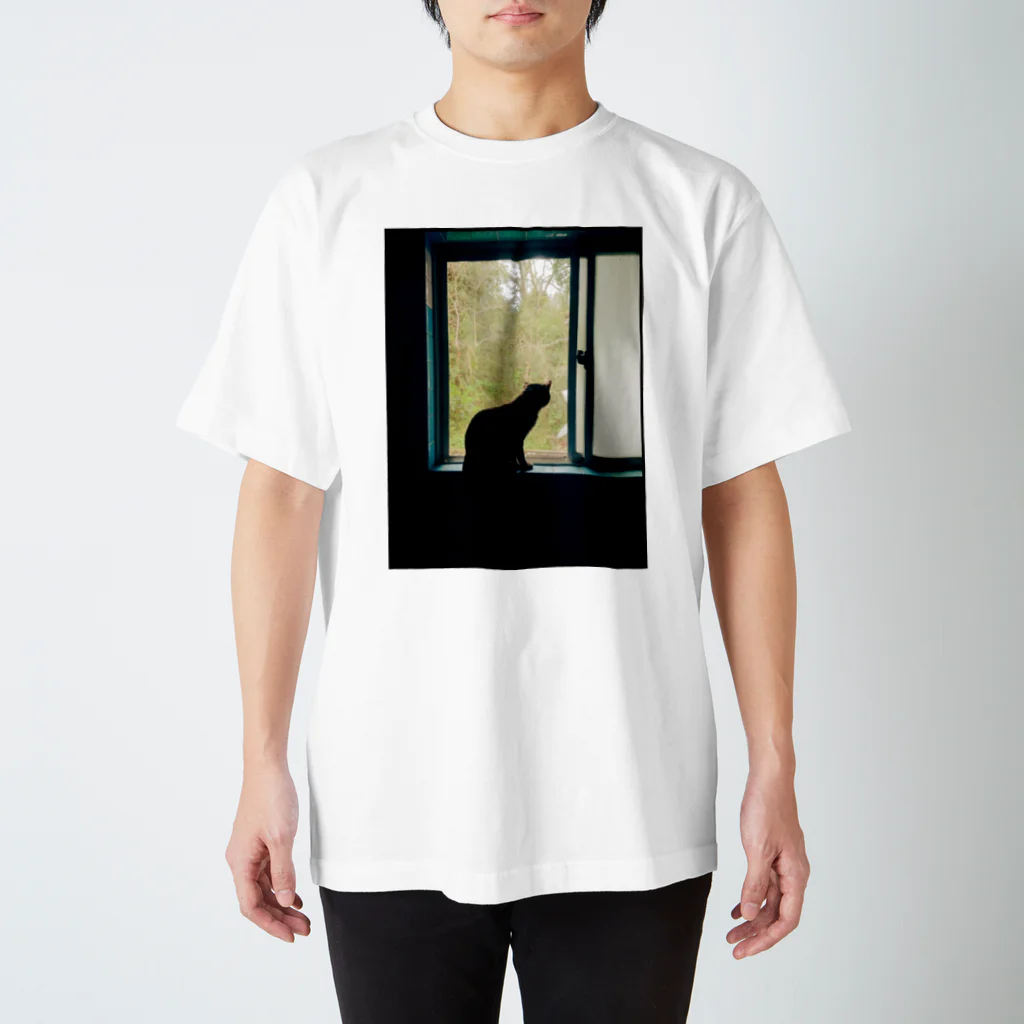 古春一生(Koharu Issey)の窓際のＲ(黒枠) スタンダードTシャツ