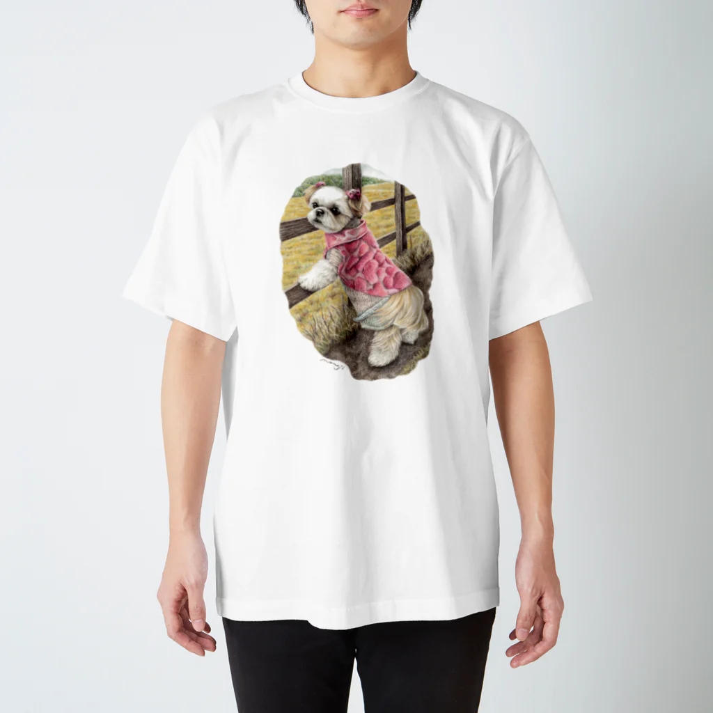 Momojiの犬画のシーズー44 スタンダードTシャツ