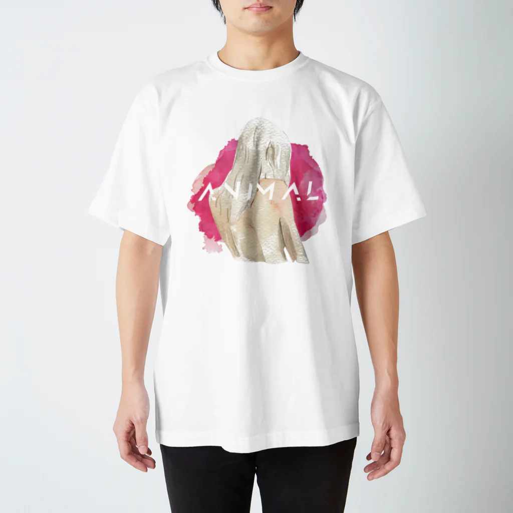 SANKAKU DESIGN STOREの僕らはただの動物。 赤 Regular Fit T-Shirt