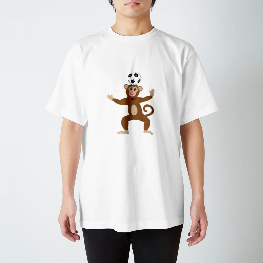 ジルトチッチのデザインボックスのモンキーパンチ　No.50　お洒落なサッカーをするサルのキャラクターグッズ スタンダードTシャツ