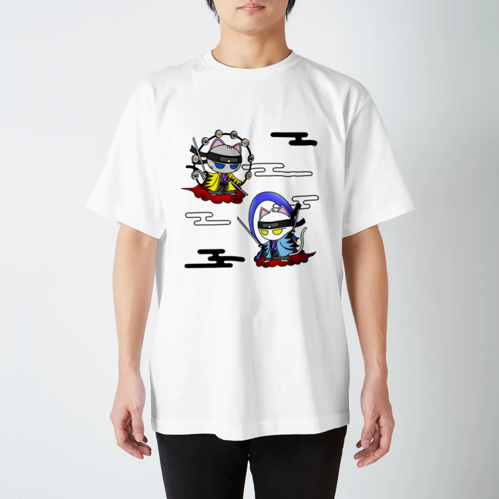 にゃーにゃー組@LINEスタンプ＊絵文字販売中！のにゃーにゃー組　風神雷神にゃ！ Regular Fit T-Shirt