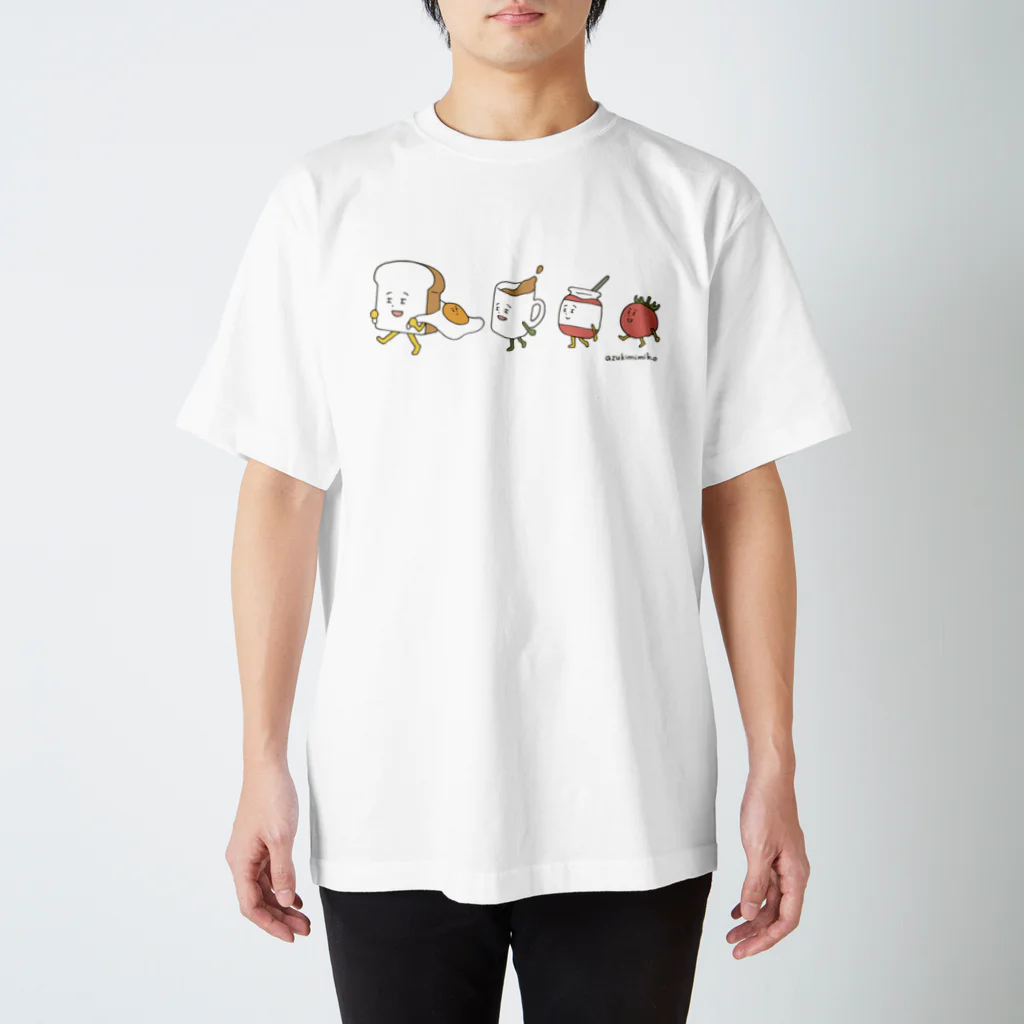 あずき みみこの朝ごはん行進（レッド） Regular Fit T-Shirt