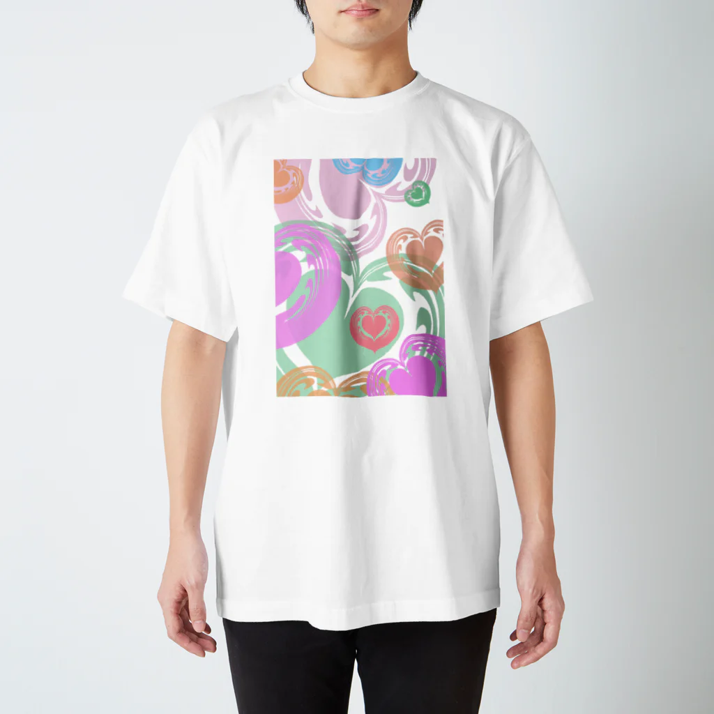 Prism coffee beanの【ラテアート】カラフルハート スタンダードTシャツ