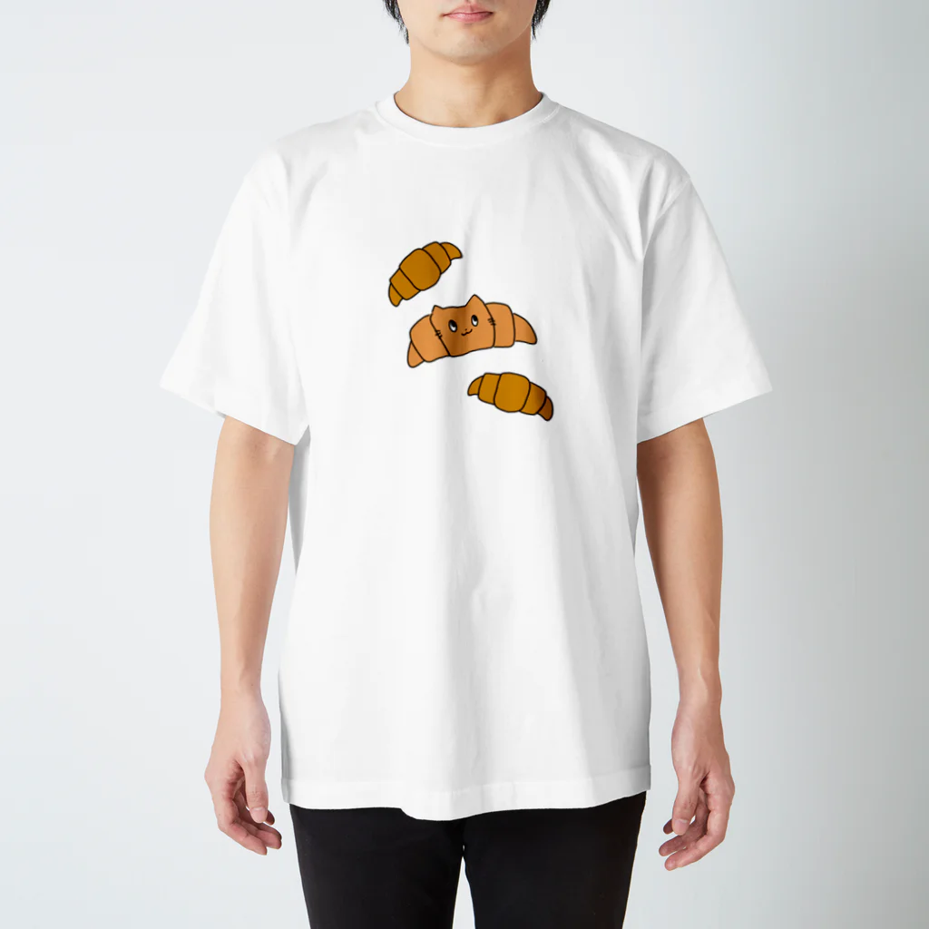 ねこ200%のクロワッサンxねこ スタンダードTシャツ