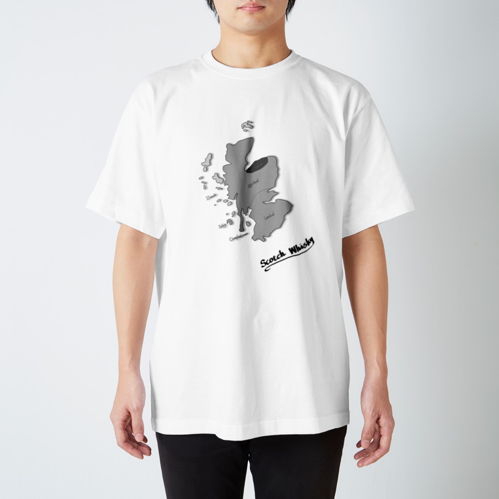 MedusasのScotch Whisky‘s  map (モノクロver) Regular Fit T-Shirt