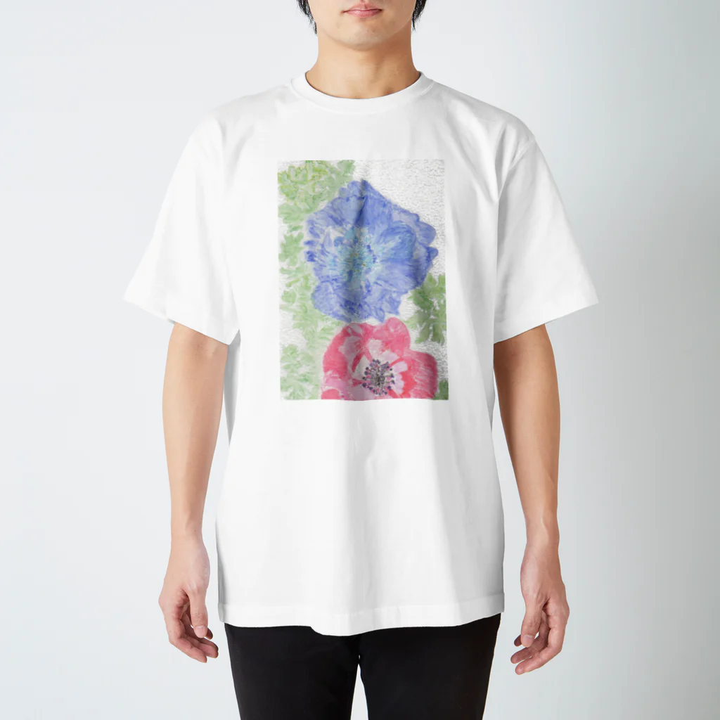 出虹の青赤花 Regular Fit T-Shirt