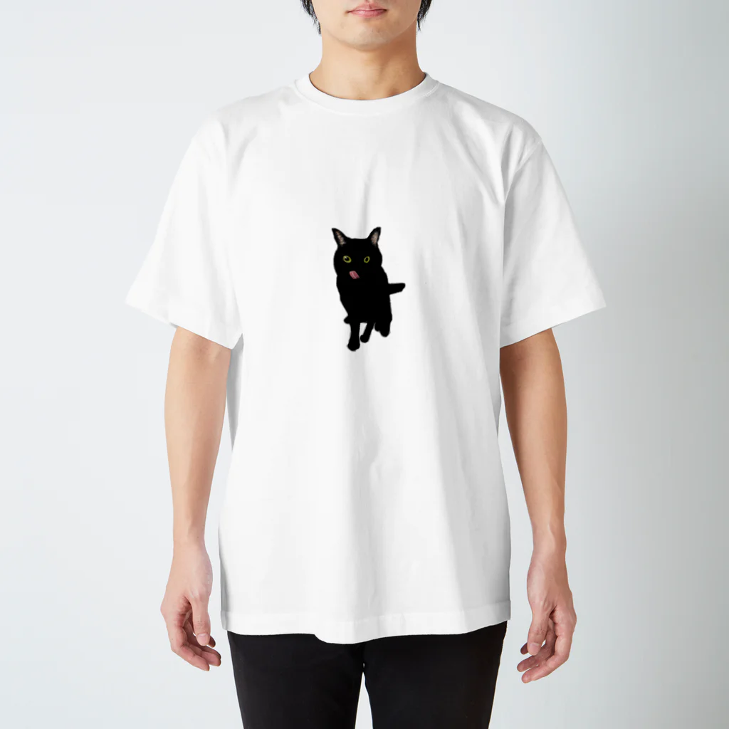 WAMI ARTの黒猫ペロリ スタンダードTシャツ