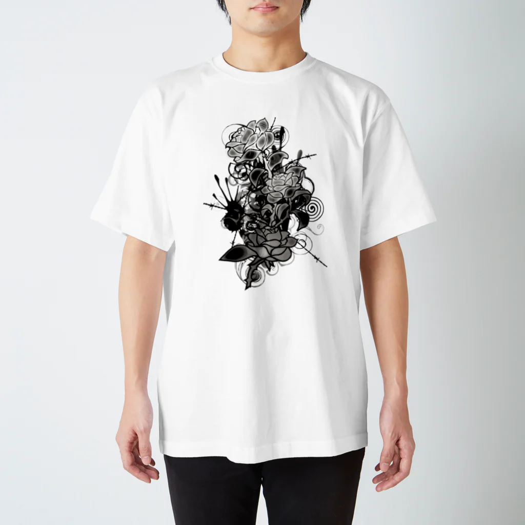 AURA_HYSTERICAのColored_Roses スタンダードTシャツ