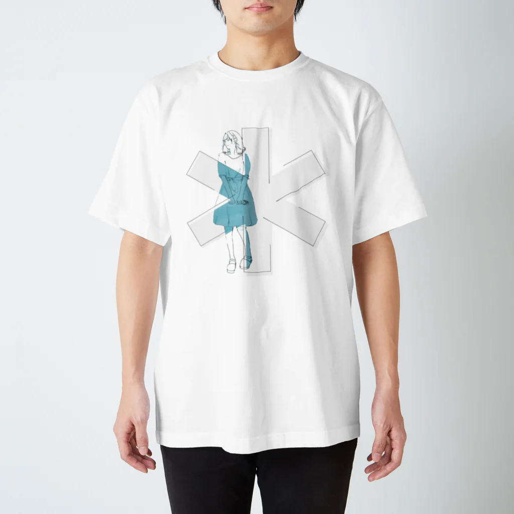 ＊ひーちゃん＊/メリ子の歌うたいの女の子（黒線画ver） Regular Fit T-Shirt