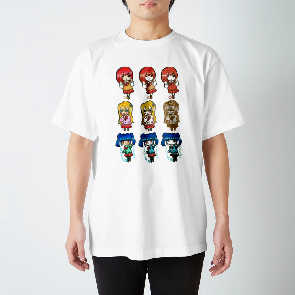 ＊あり＊の虹色創世記の３人娘3×3(みくさんコラボ) スタンダードTシャツ