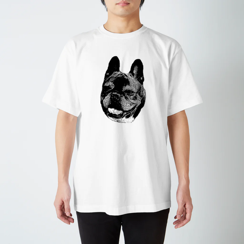 愛犬のドッグフード代を稼ぐTシャツ屋さんのにっこり犬マメ(モノトーン) Regular Fit T-Shirt