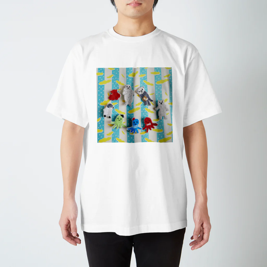 Panda factoryのうみのなかま　刺繍 Regular Fit T-Shirt