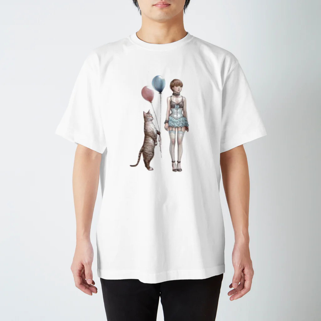 桂Keiのネコと少女 スタンダードTシャツ