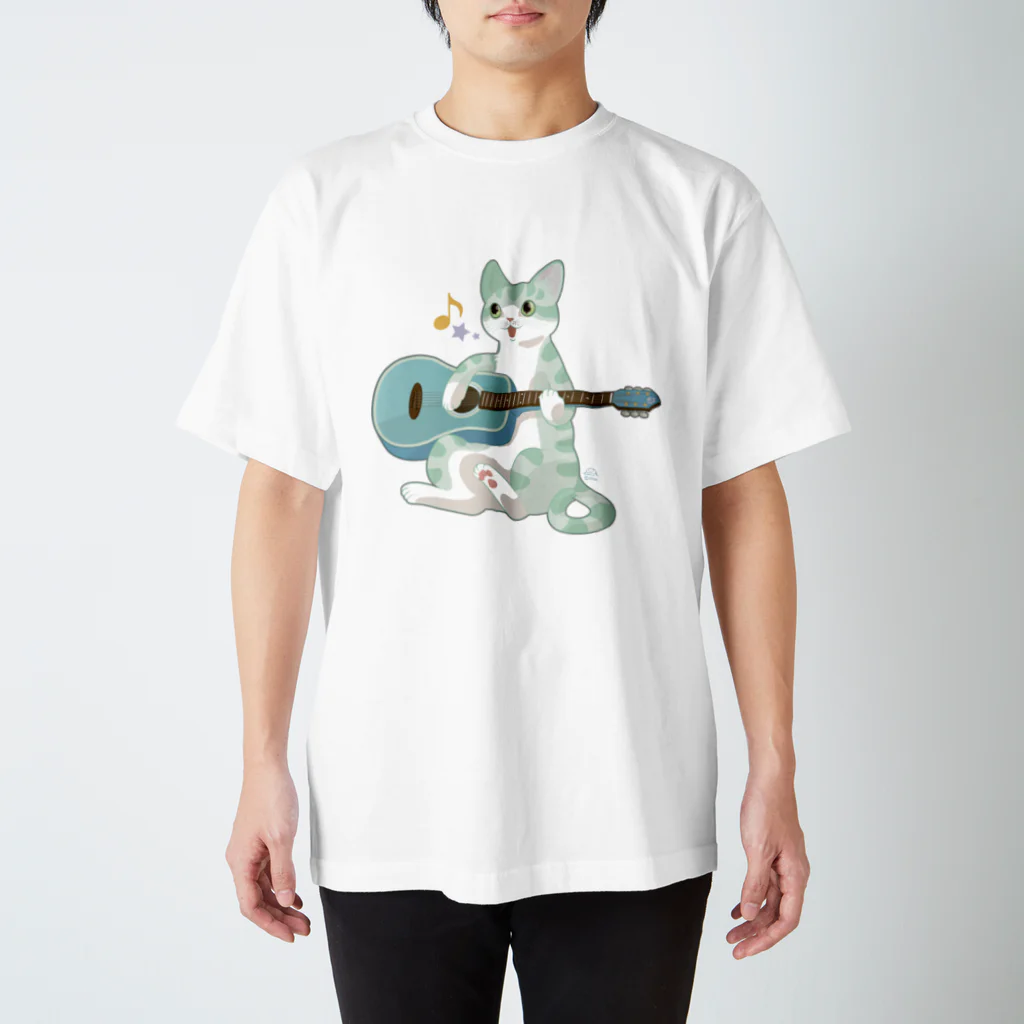 INUMAN WORLDのアコースティックギターにゃんこ Regular Fit T-Shirt