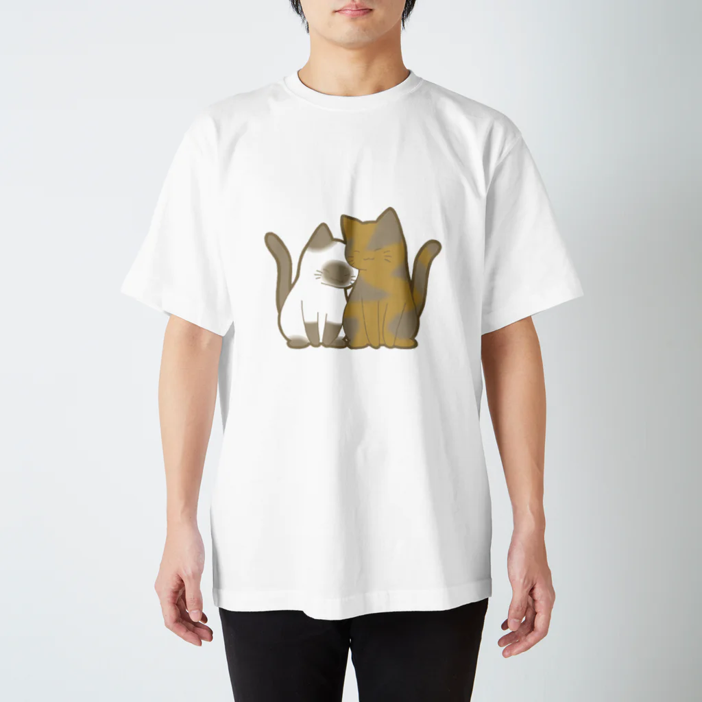 かわいいもののおみせ　いそぎんちゃくの表裏印刷　仲良し猫　ポインテッド&サビ Regular Fit T-Shirt