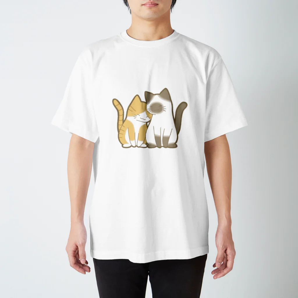 かわいいもののおみせ　いそぎんちゃくの表裏印刷　仲良し猫　茶白&ポインテッド Regular Fit T-Shirt