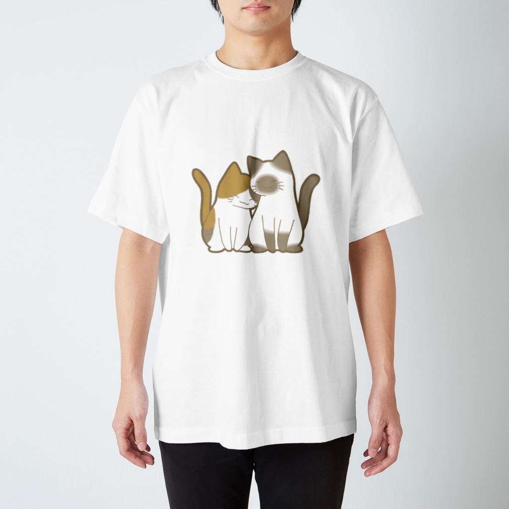 かわいいもののおみせ　いそぎんちゃくの表裏印刷　仲良し猫　三毛&ポインテッド Regular Fit T-Shirt