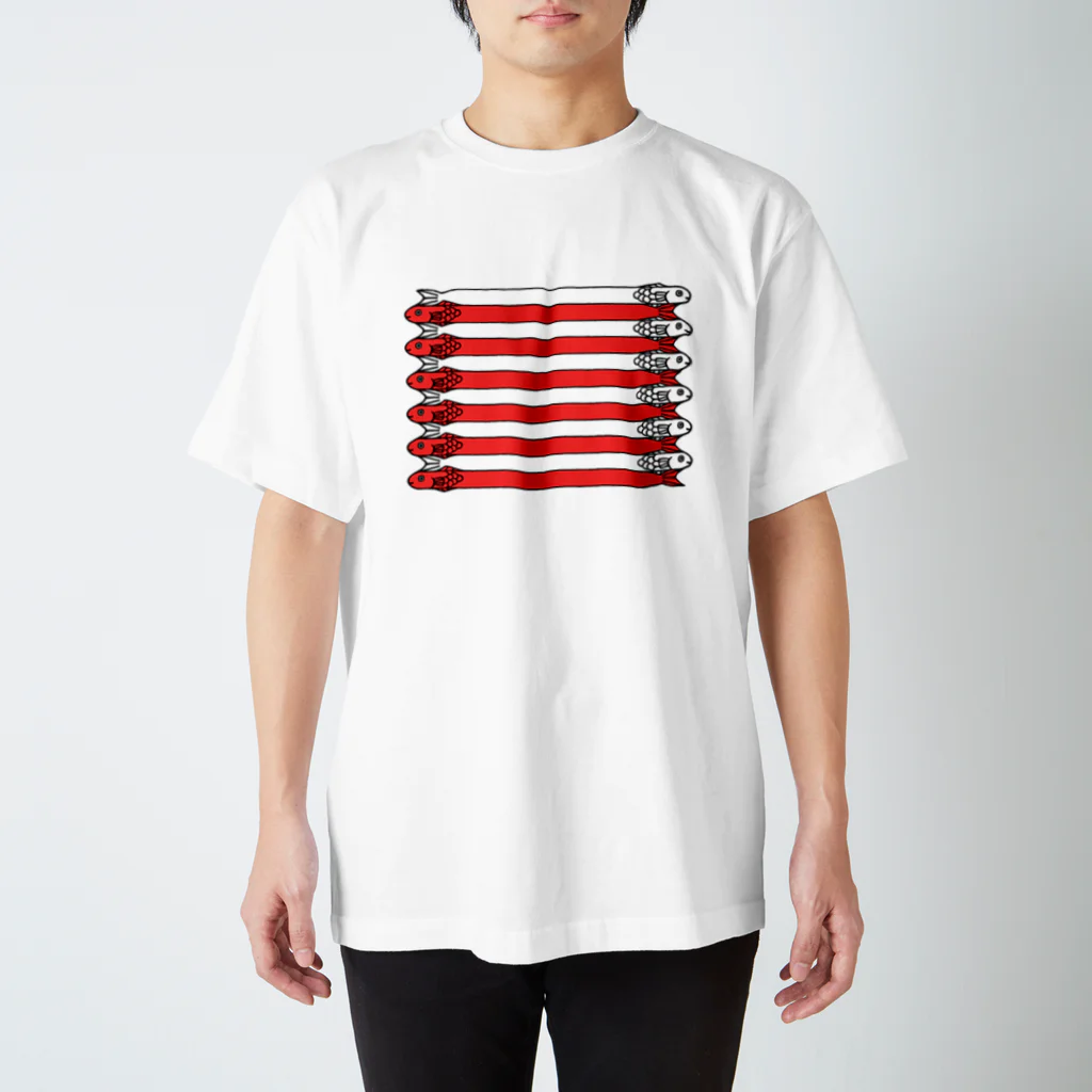 のや ショップのお魚ボーダー(赤) スタンダードTシャツ