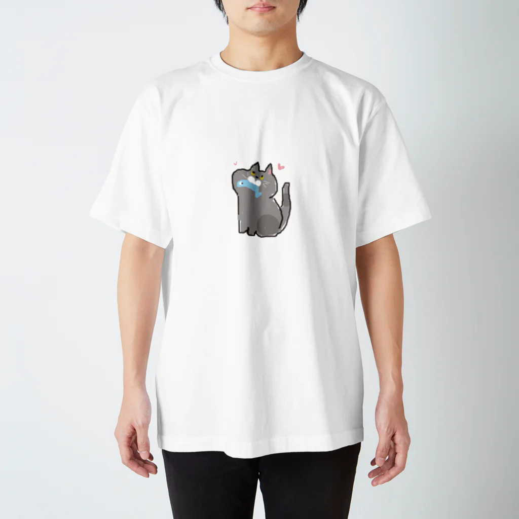 月兎亭のお魚くわえた灰猫 スタンダードTシャツ