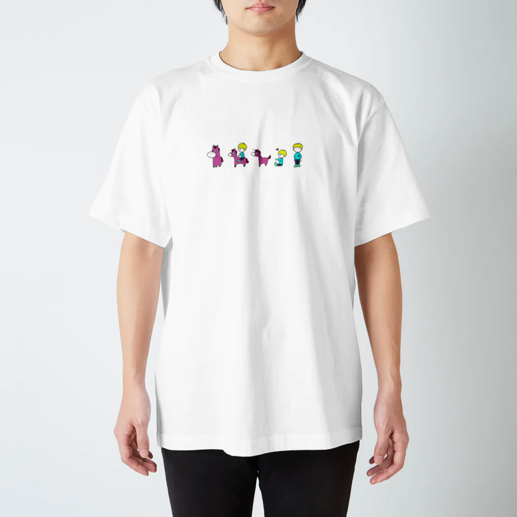 HarmonyCollege_Osyan-T-shirtのポニーと子どものイラストＴシャツ（ピンクポニー） Regular Fit T-Shirt