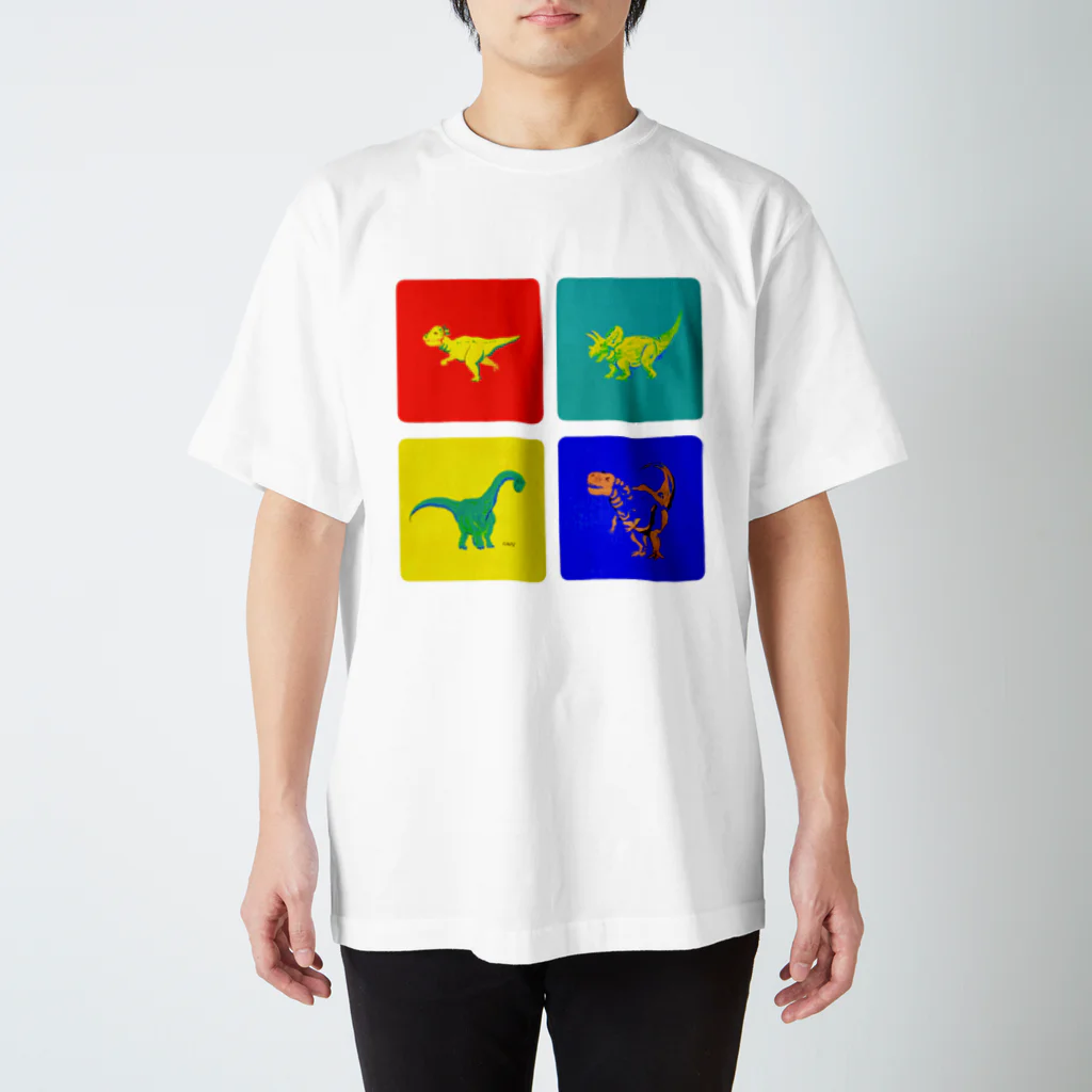 ちょっとマニアックな恐竜アートグッズ博物館のWindowsっぽい色の恐竜デザイン スタンダードTシャツ