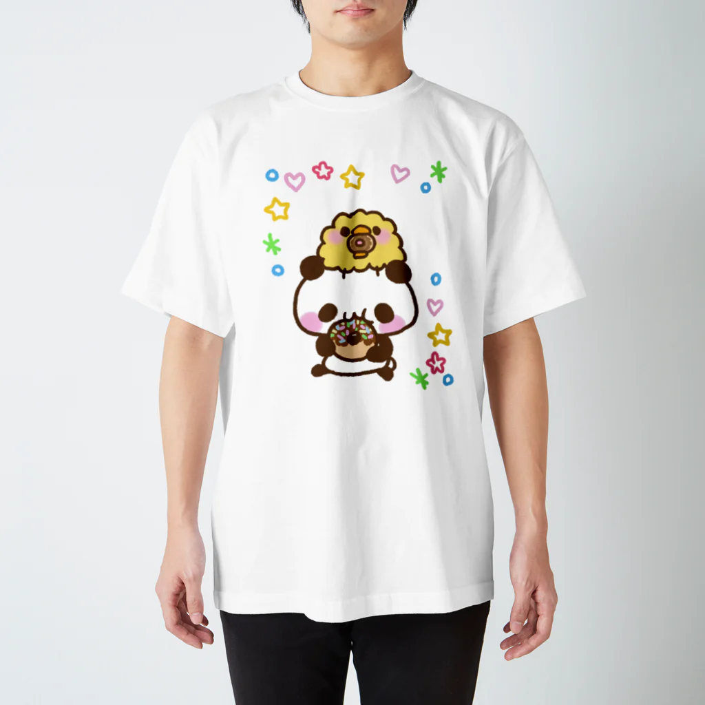 ☆みかん☆のもこぴよぱんだ*ドーナツもぐもぐ スタンダードTシャツ