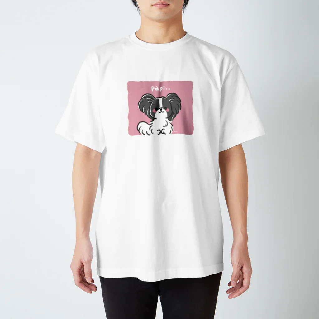 くろさわゆいのもふもふパピヨン（ブラック） スタンダードTシャツ