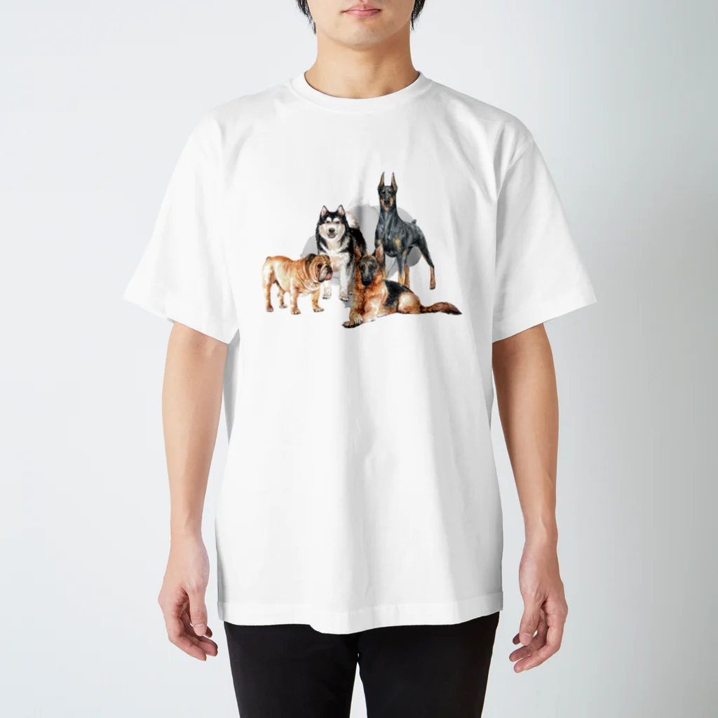 SANKAKU DESIGN STOREのちょっぴり強面の大きい犬たち。 スタンダードTシャツ